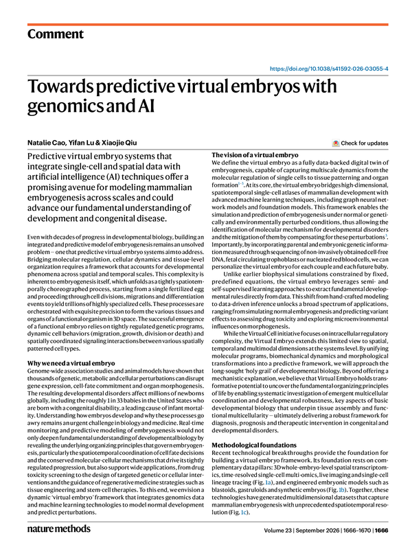 Towards predictive virtual embryos Paper Image